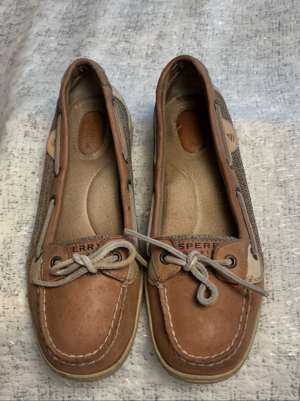 Sperry Tan & Beige Leather Moccasin Flats